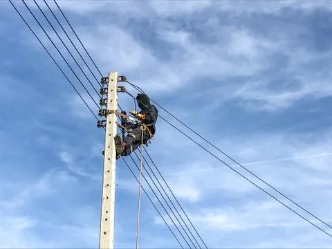 Electric power pole. Foto stock