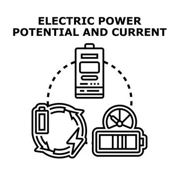 Electric power potential and current conceptual illustration Stock Illustration