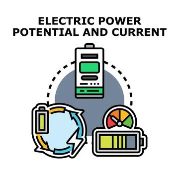 Electric power potential and current conceptual illustration Stock Illustration
