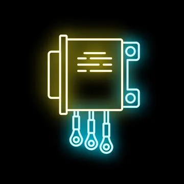 Electric power regulator device neon glow icon Stock Illustration