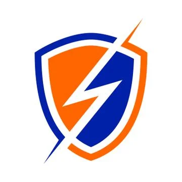 Electric Power Shield Modern Shield Symbol Logo Design Stock Illustration