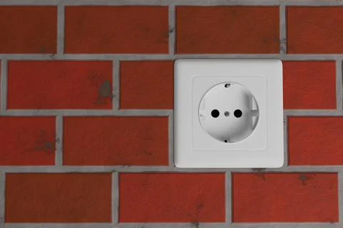 Electric power socket in brick wall Stock Illustration