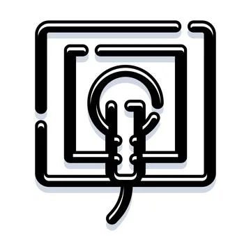 Electric power socket icon with connected plug 库存插图