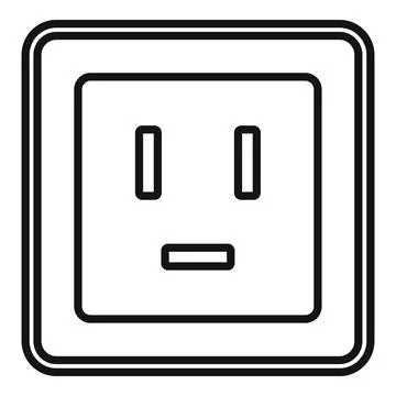 Electric power socket icon, outline style Stock Illustration