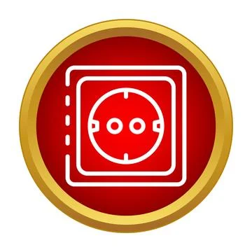 Electric power socket icon on red round button Stock Illustration