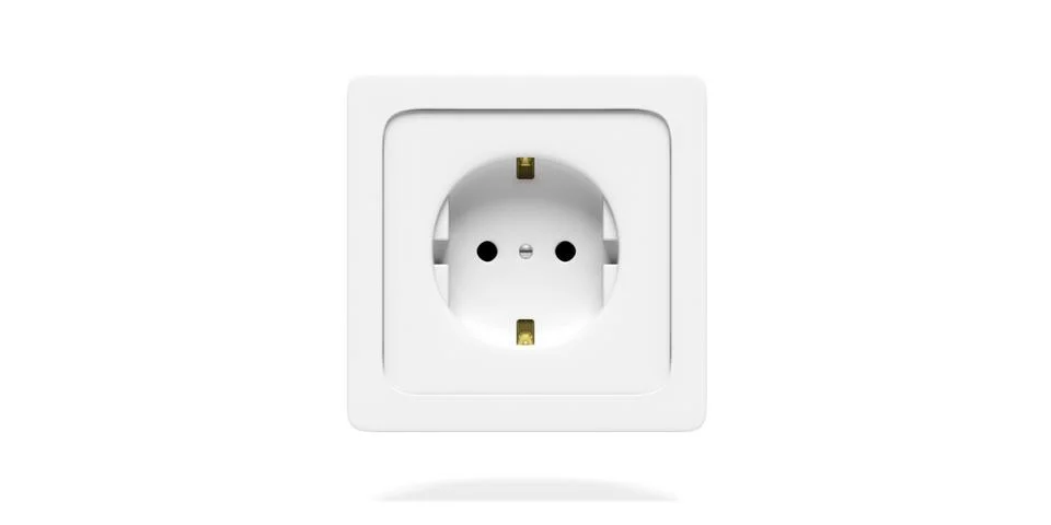Electric power socket isolated on white background, front view. 3d illustrati Stock Illustration