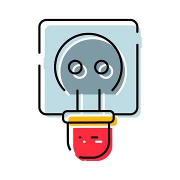 Electric power socket with plug connection icon 库存插图
