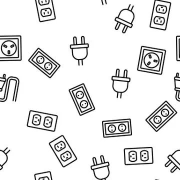Electric Power Socket Vector Seamless Pattern Illustrazione stock