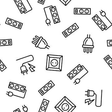 Electric Power Socket Vector Seamless Pattern Illustrazione stock