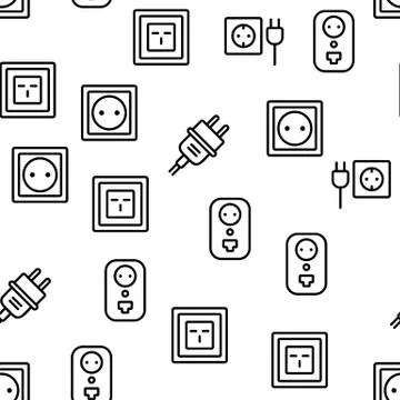 Electric Power Socket Vector Seamless Pattern 스톡 일러스트