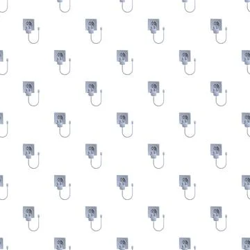 Electric power sockets connected with plugs seamless pattern Stock Illustration