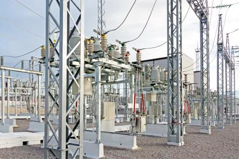 Electric power substation Stock Photos