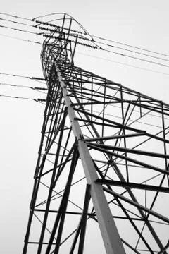 Electric power tower side Stock Photos