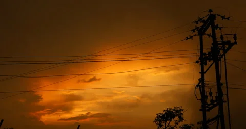 Electric Power Transformer sunset Stock Footage 290402059