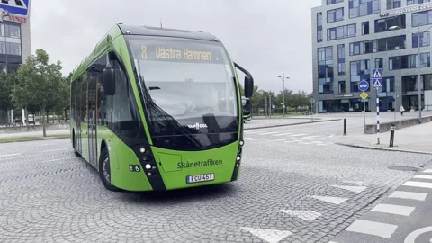 Electric powered bus in malmö, sweden Stock Footage 294055482
