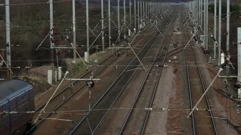 Electric powered train on track Stock Footage 21034616