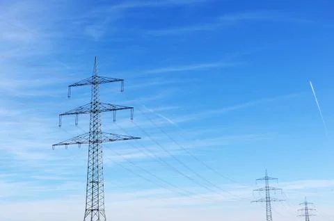 Electric powerlines Stock Photos