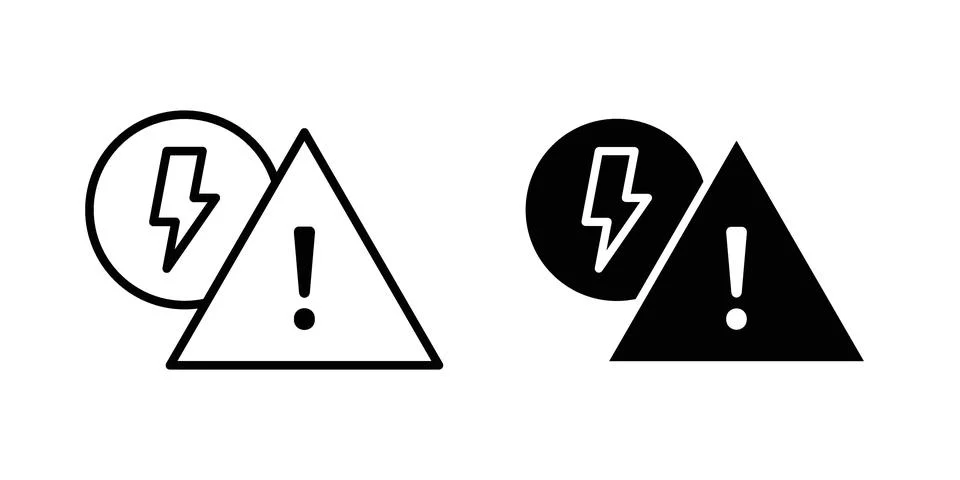 Electric Problem icon linear versions pack on white background Stock Illustration