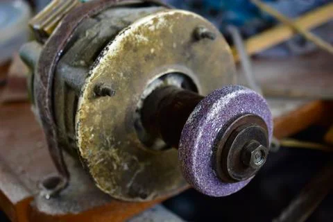 Electric processing motor machine with round file Stock Photos