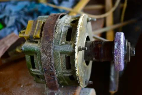 Electric processing motor machine with round file Stock Photos