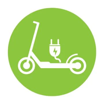 Electric push scooter e-scooter symbol with plug イラスト素材