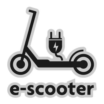 Electric push scooter e-scooter symbol with plug Illustrazione stock