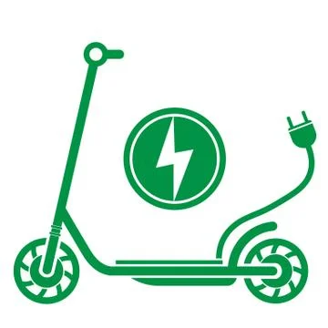 Electric push scooter e-scooter symbol with plug Stock Illustration