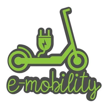 Electric push scooter e-scooter symbol with plug イラスト素材