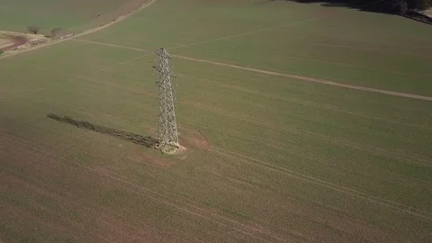 Electric Pylon in a Field Video stock 79996287