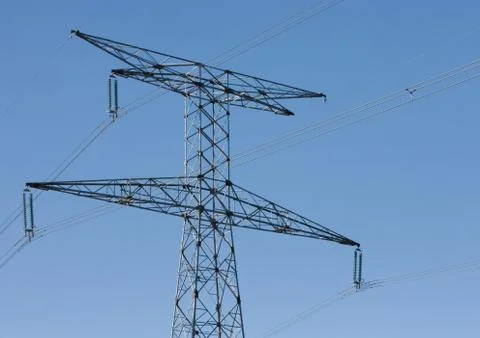 Electric pylon, low angle view Stock Photos