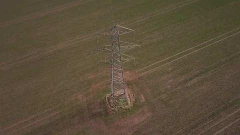 Electric Pylon - Rotating Drone Shot Video stock 79996160