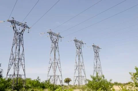Electric pylons Stock Photos