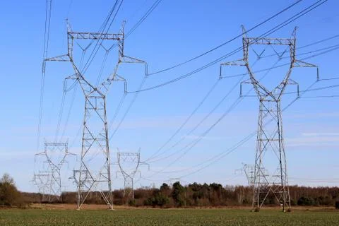 Electric pylons Stock Photos