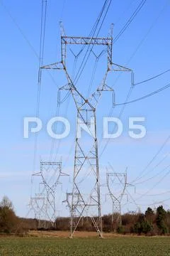 Electric pylons Stock Photos