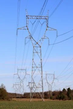 Electric pylons Stock Photos