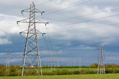 Electric pylons Foto stock
