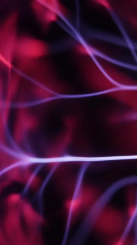 Electric rays of light inside a plasma ball, close up. Vertical video. Stock Footage 274268548