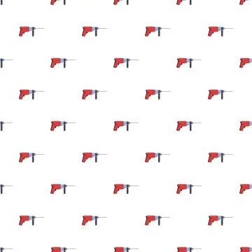 Electric red drill tool seamless pattern background Stock Illustration