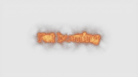 Electric red text effect reading "Fat burning" with smoke, glow, and energy aura Stock Footage 312503821