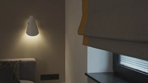 Electric Roman blind is lowered Stock Footage 276767170