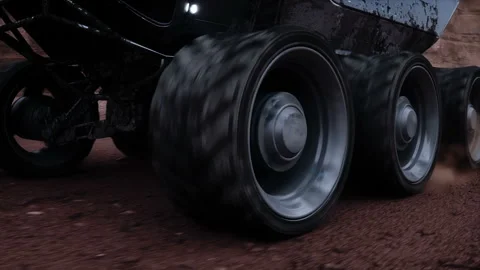 Electric rover on alien planet. Mars surface. Realistic 4k animation. Видео 263710002