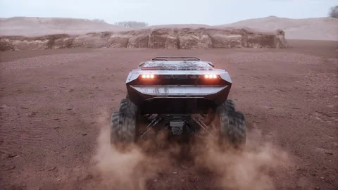 Electric rover on alien planet. Mars surface. Realistic 4k animation. Vídeos de archivo 263710249