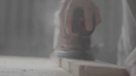 Electric sander on wood Stock Footage 73891470