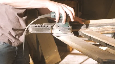 Electric sander working Stock Footage 89161298