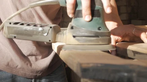 Electric sander working Stock Footage 89161320