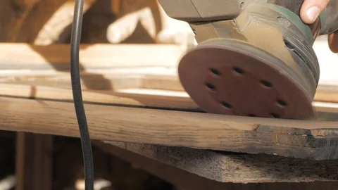 Electric sander working Stock-Footage 89161350