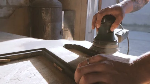 Electric sander working Stock Footage 89161493