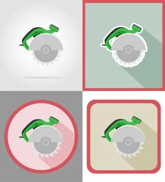 Electric saw tools for construction and repair flat icons vector illustration Stock Illustration