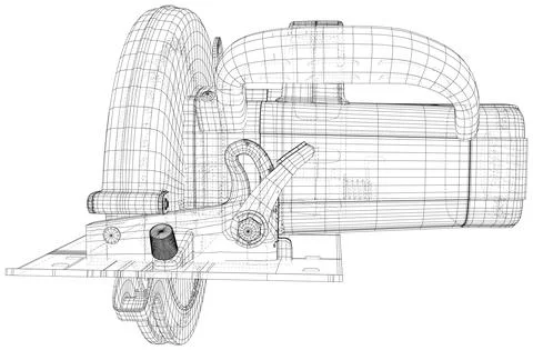 Electric saw. Wire-frame Electric hand tool. Vector created of 3d Ilustración de archivo