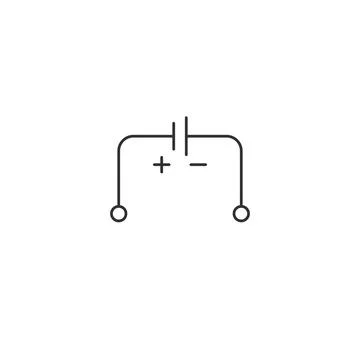 Electric scheme of electrical source contact icon. Plus minus Outline 스톡 일러스트